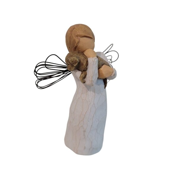Willow Tree Angel of friendship angel with puppy dog wooden with metal wings - Picture 2 of 6